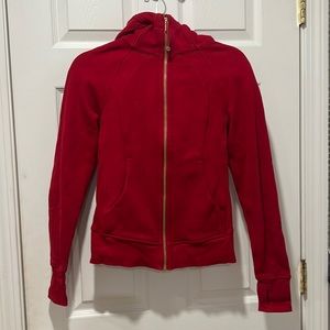 Scuba full zip hoodie in dark red